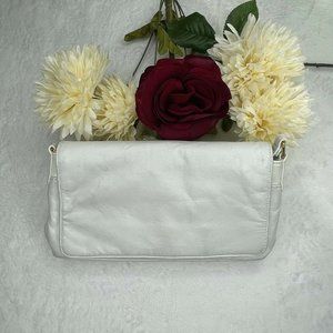 Vintage Marlo White Leather Purse Travel Shoulder Bag